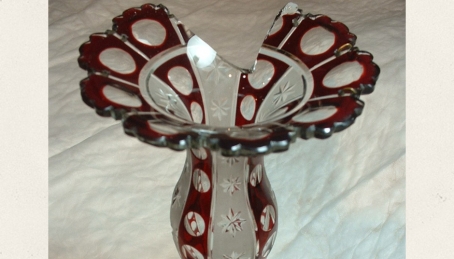 Red and Clear Cut Crystal Vase Restoration